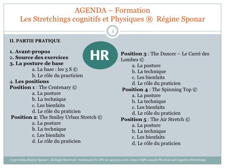 Les stretchings Cognitifs et Physiques. Formation Régine Sponar